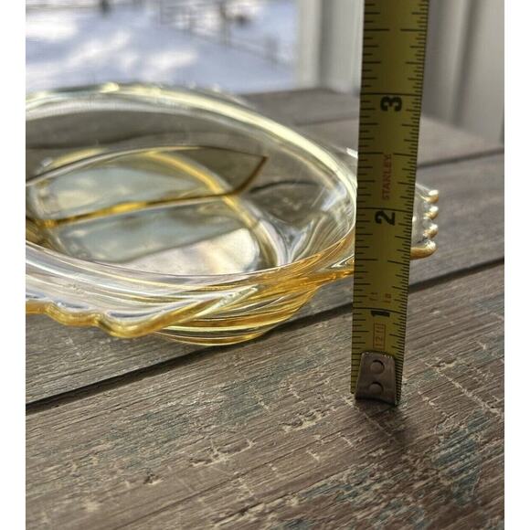 Fostoria Mayfair Relish Dish 2 Part 9” Long Yellow Topaz Vintage Candy Trinket - Picture 11 of 15